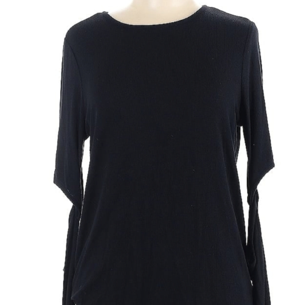 -7 For All Mankind Black Cut Out Shoulder Long Sleeve Top size Large